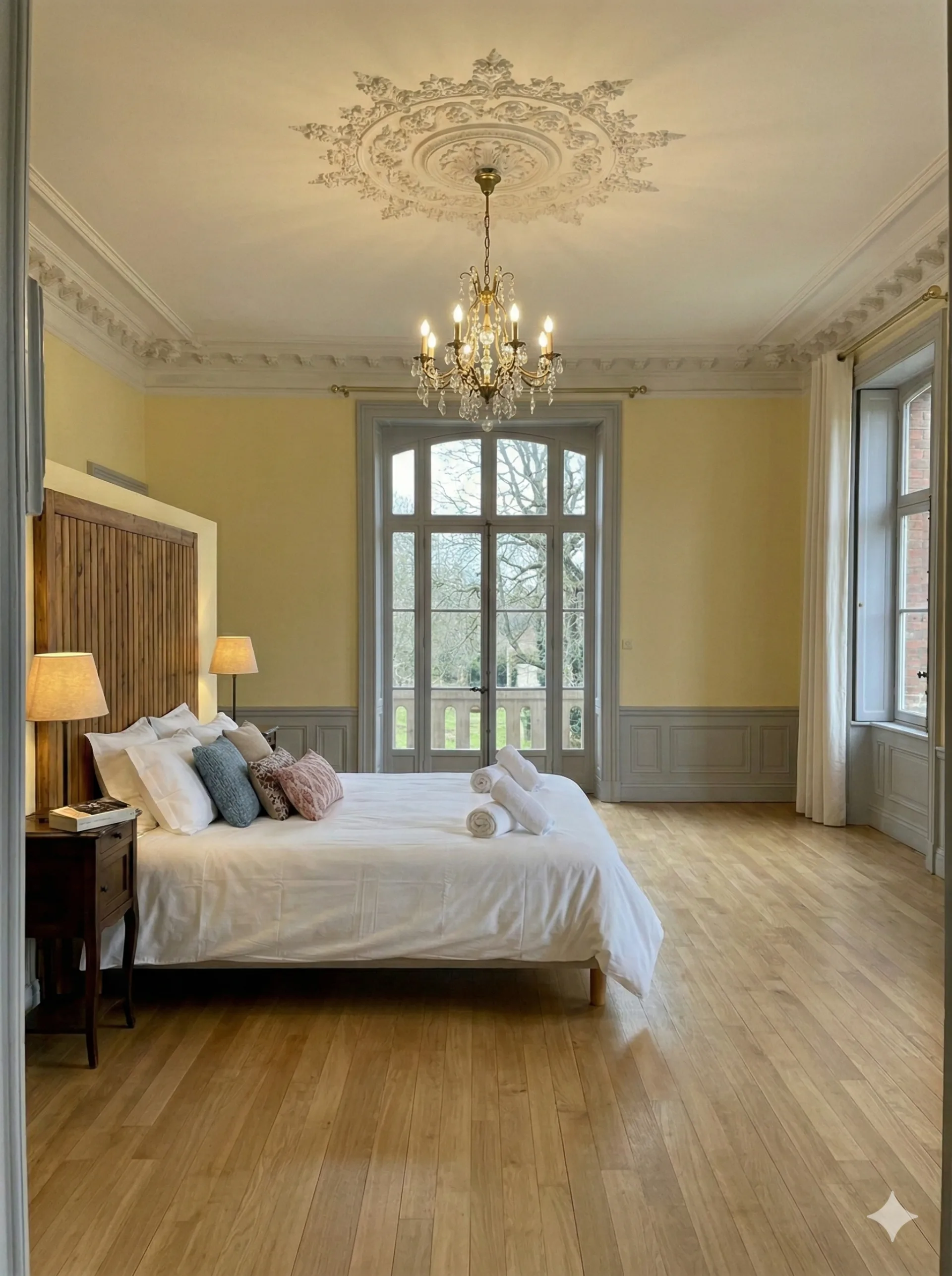 Suite nuptiale du château avec vue sur le parc